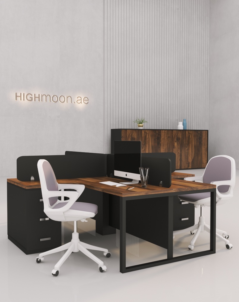 Dark hunton oak workstation with black legs