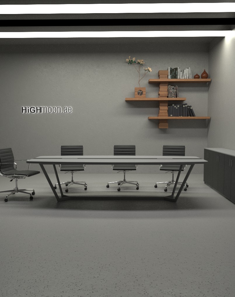 full grey meeting table with grey stripe
