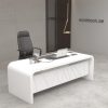 Full White Curved Executive Desk