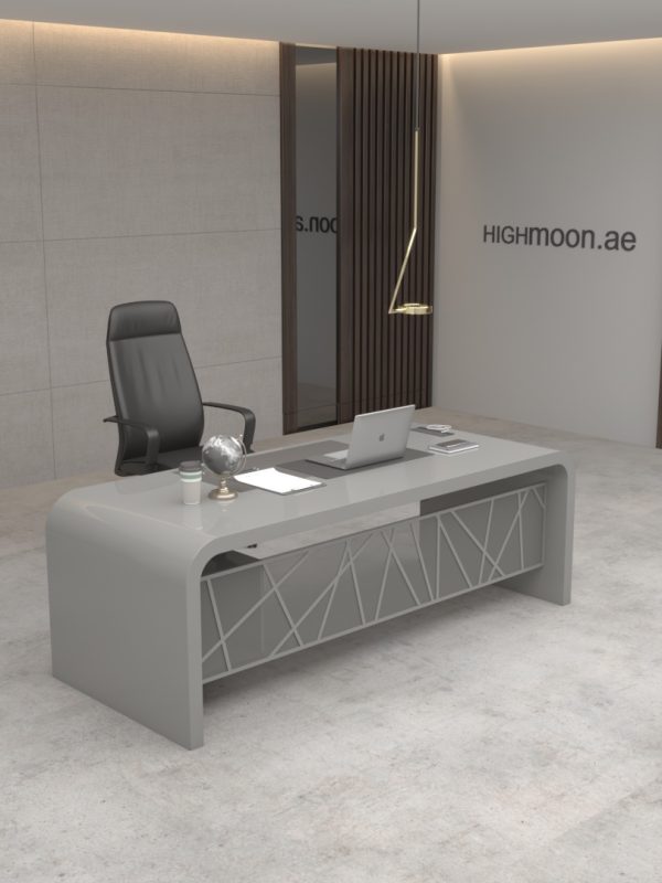 Viola Grey With Acrylic Curved Executive Desk