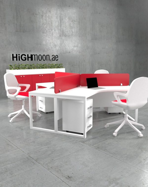 white and china red workstation