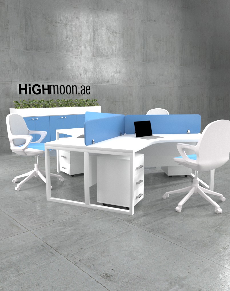 white and french blue workstation