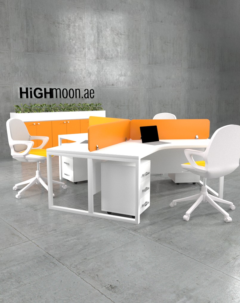 white and orange workstation
