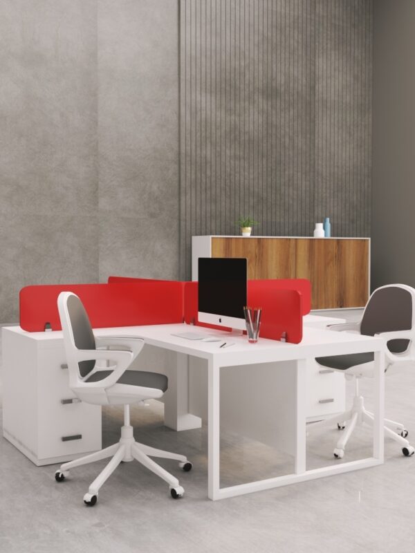 White And China Red Workstation