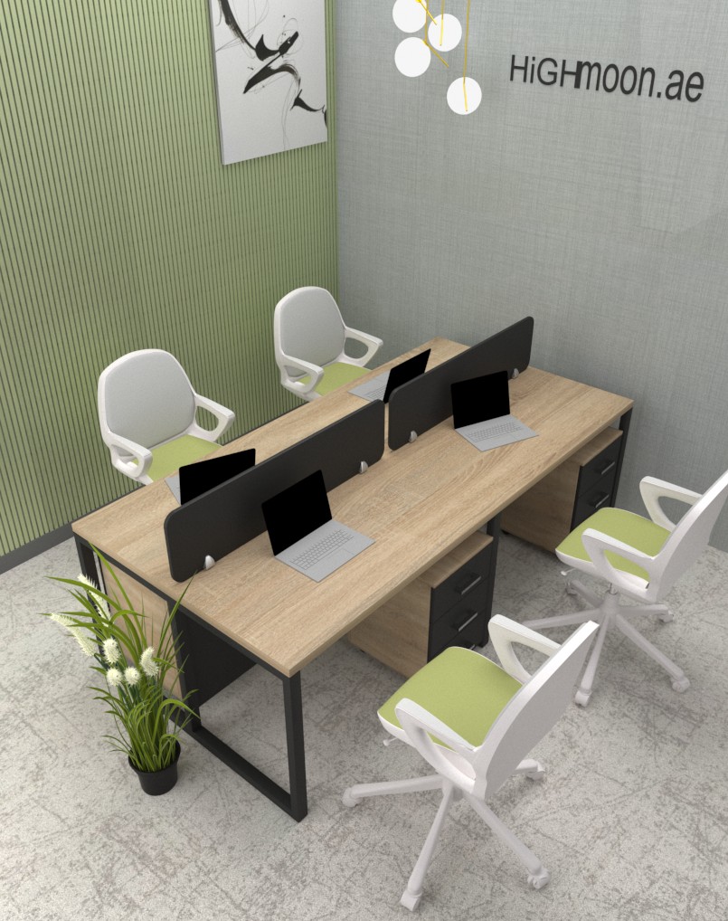 Grey Bordolino Oak workstation with black legs