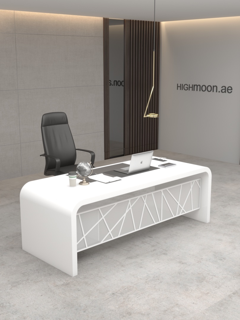 white with acrylic executive desk