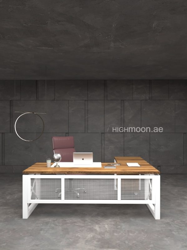 Moon L Shaped Executive Desk With White Panel