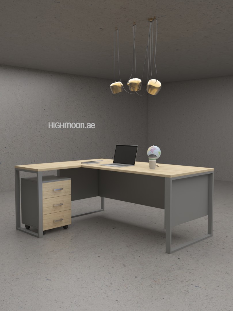 Eco Economic L Shaped Desk With Grey Panel