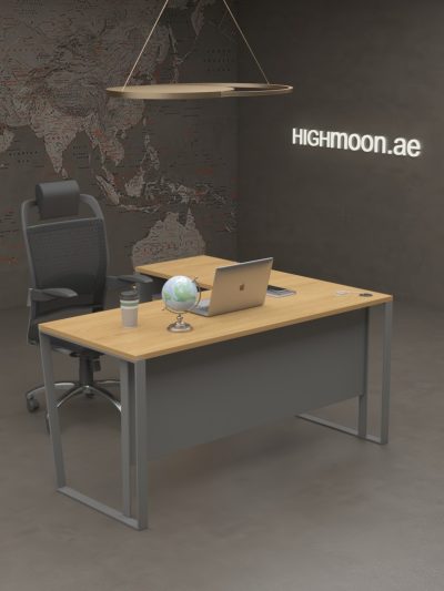 Slope Economic L Shaped Desk With Grey Panel