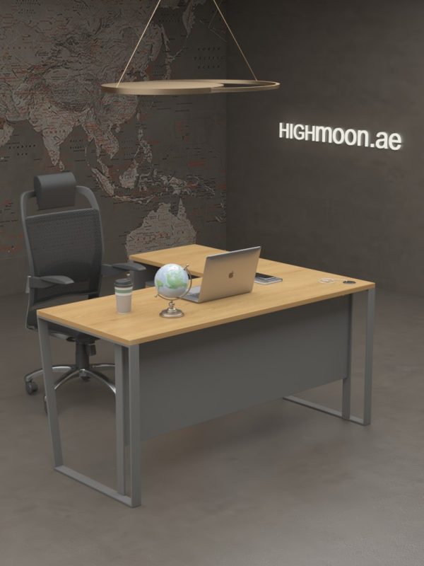 Slope Economic L Shaped Desk With Grey Panel