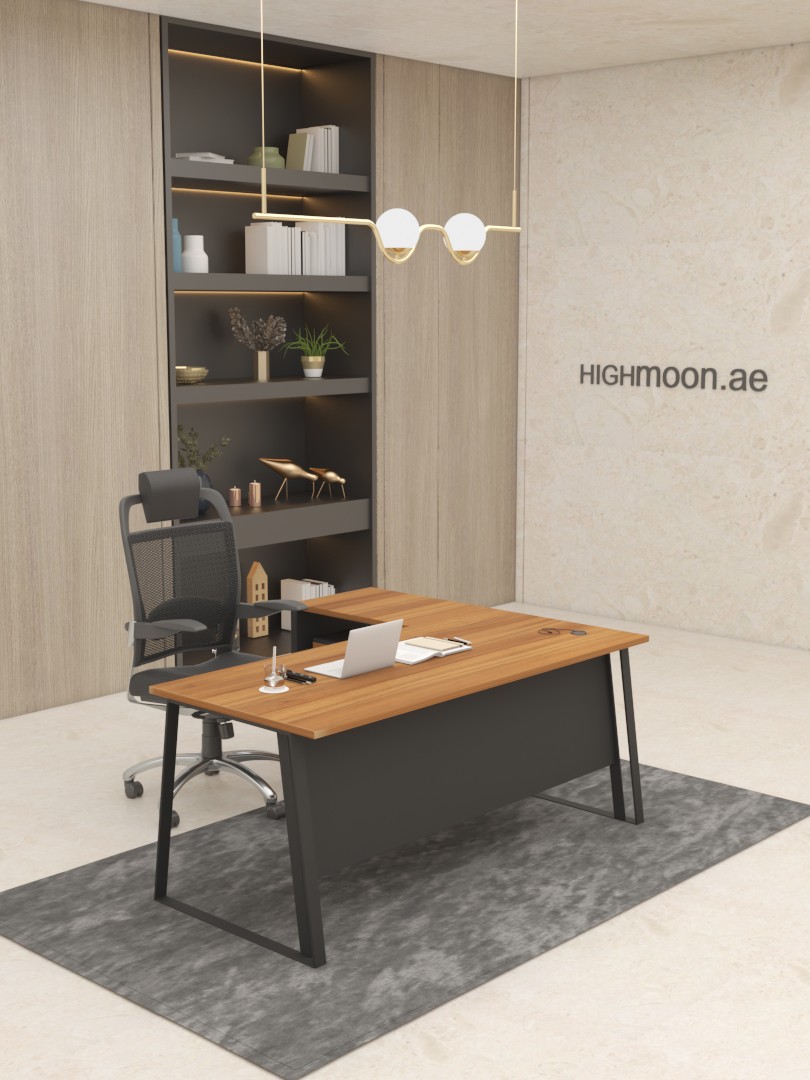 Venus Economic L Shaped Desk With Black Panel
