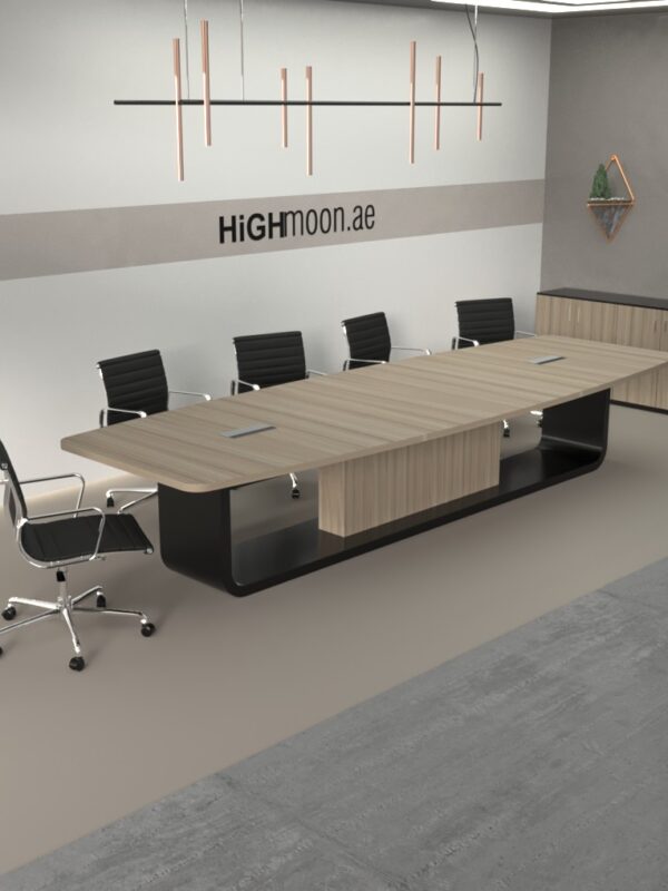 Large Conference Table With Black Leg
