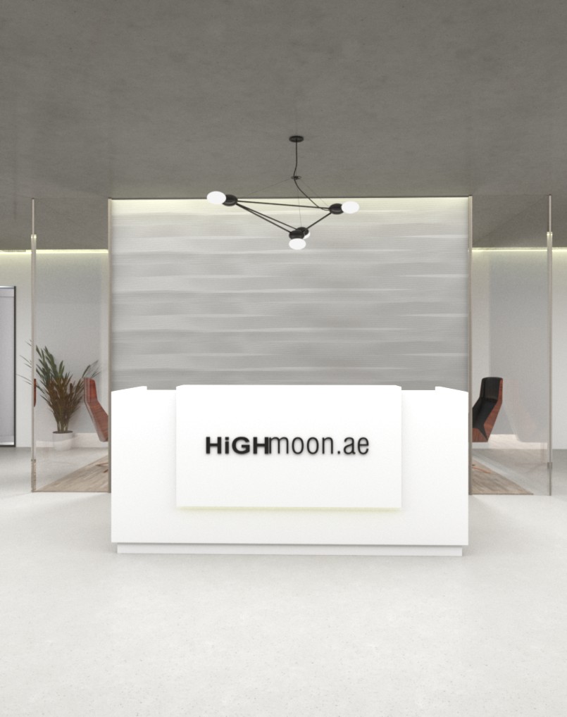 Myna Full White Reception Desk
