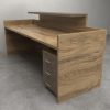 Dark Brown Charlstone Oak Reception Desk Withe grey Marble