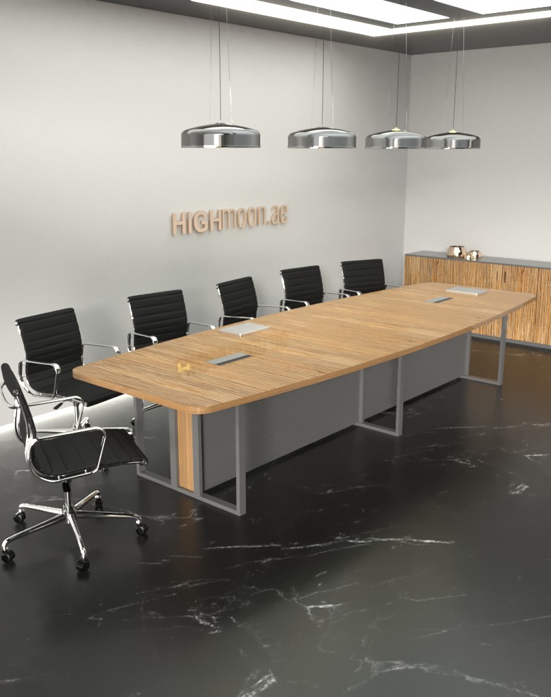 Large Conference Table With Grey Leg