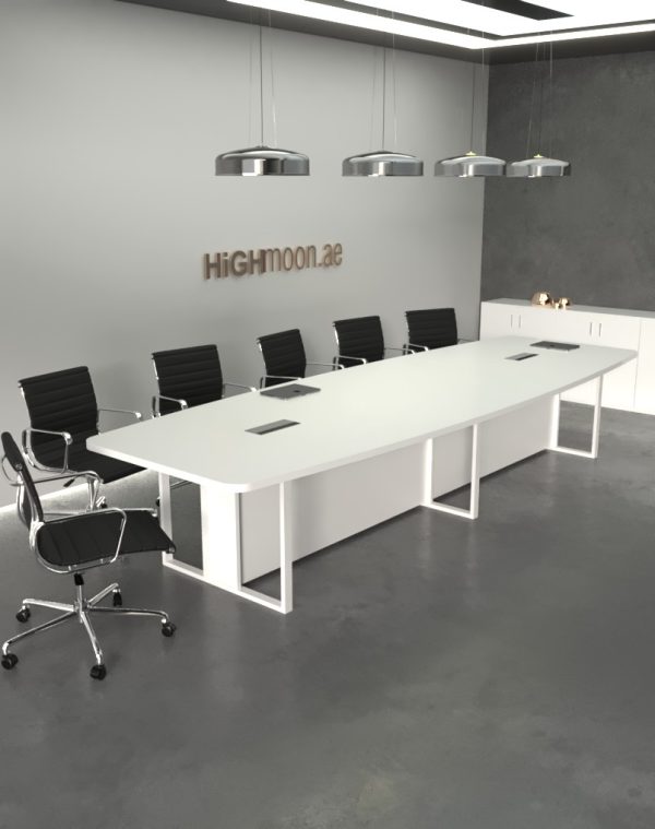 aby full white conference table