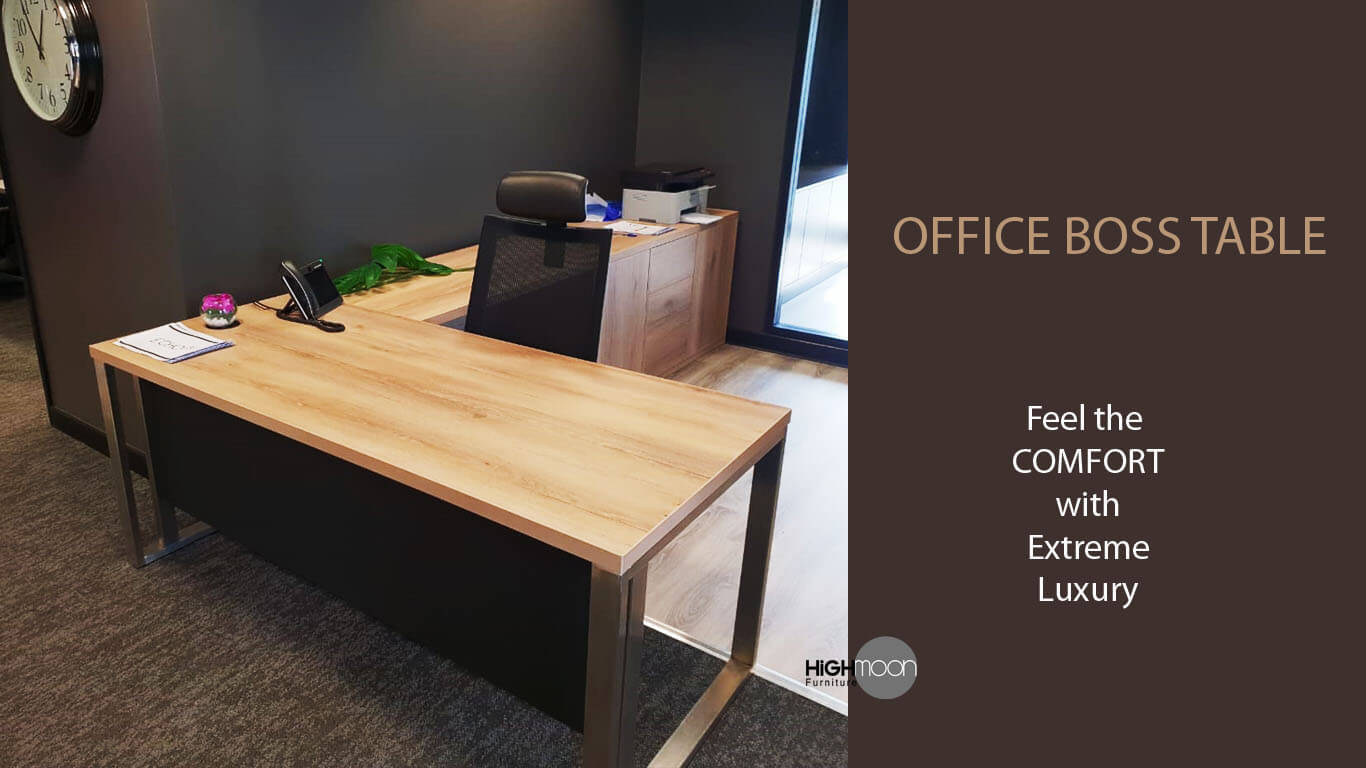 Office Desk In Leather  Contemporary Office Desks Online: Boss's Cabin