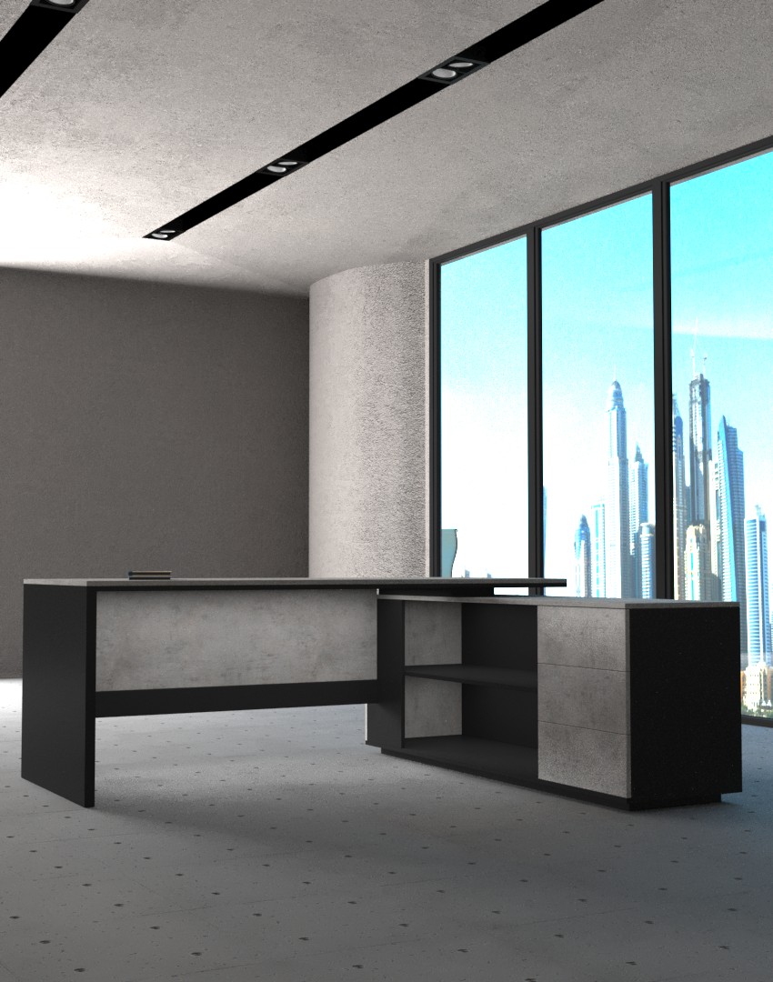 Spin L Shaped Executive Desk With Black Panel