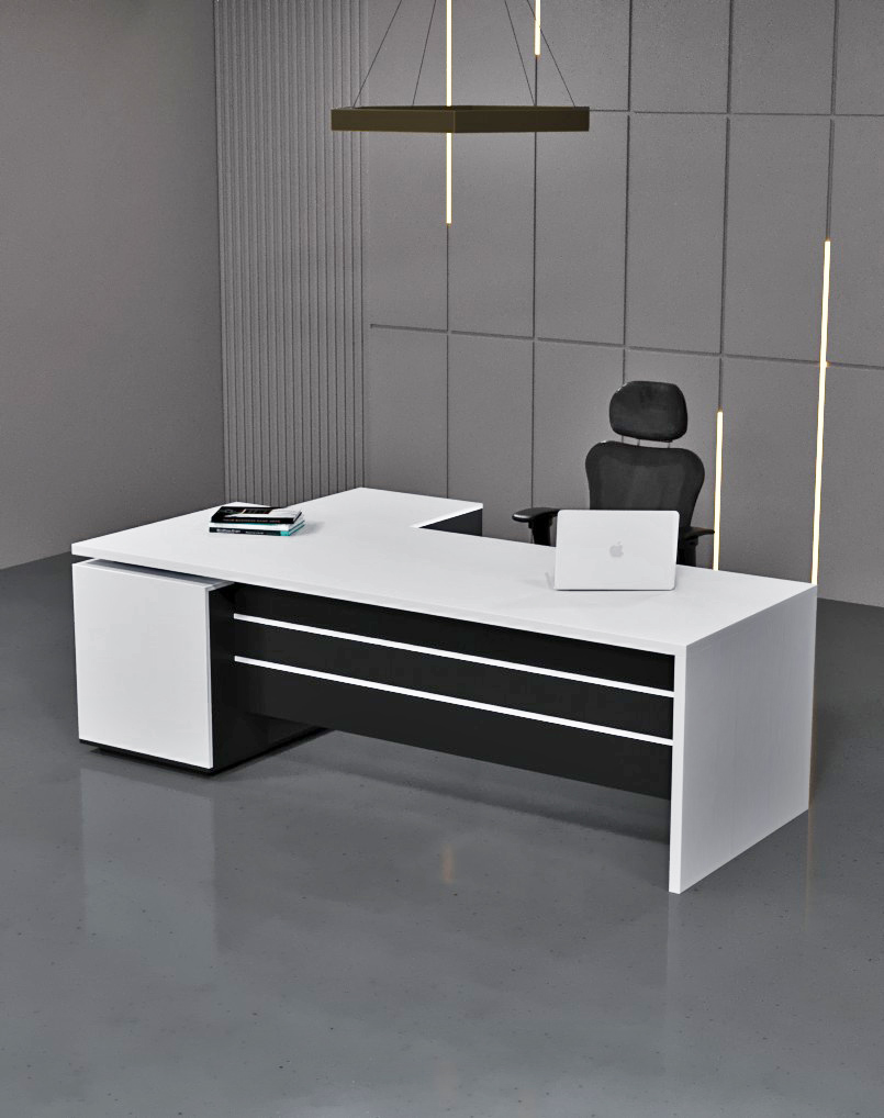 Nexus L Shaped Executive Desk With Black Panel