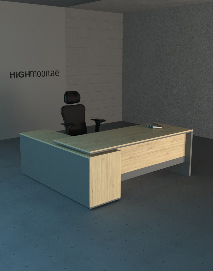 Spin L Shaped Executive Desk With Grey Panel