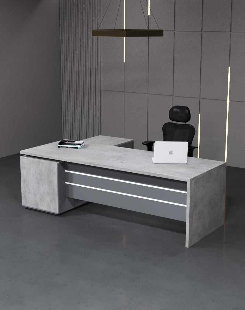 Nexus L Shaped Executive Desk With Grey Panel