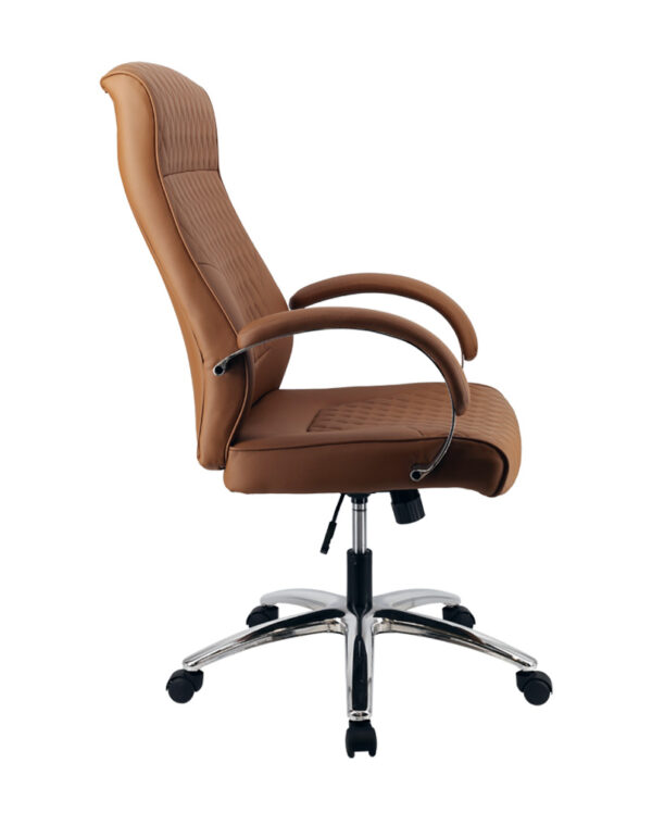 High back brown leather office chair deals