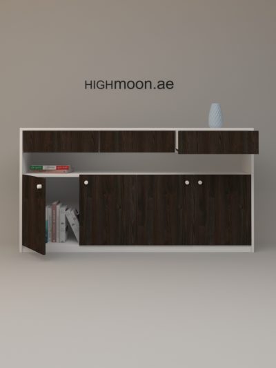Apple Low Height Long Credenza With White Body