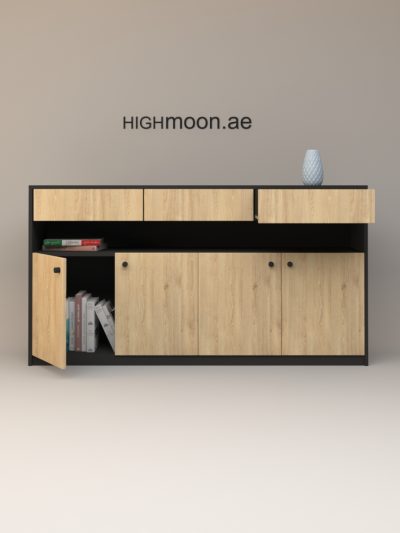 Apple Low Height Long Credenza With Black Body