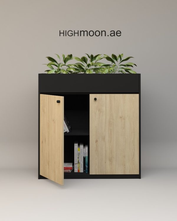 Planter Two Door Low Height Cabinet With Black Body