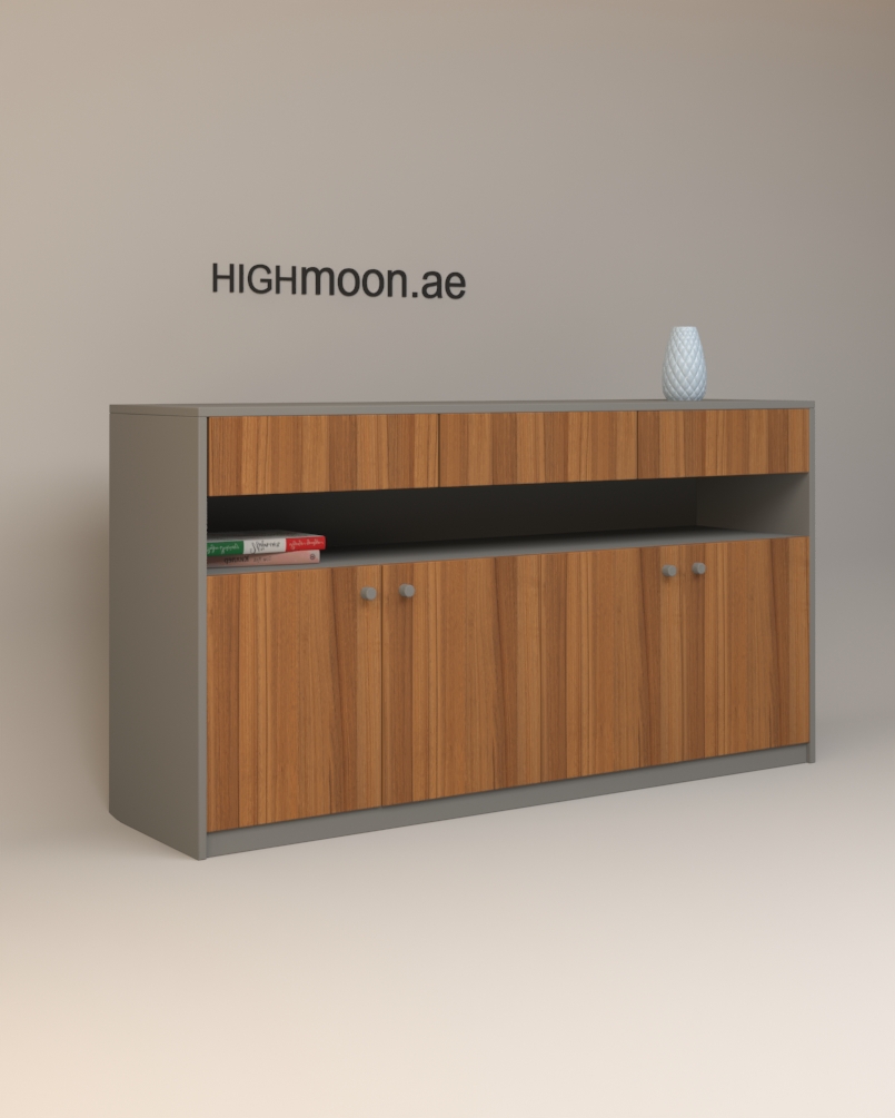 Apple Low Height Long Credenza With Grey Body Apple Low Height Long Credenza With Grey Body