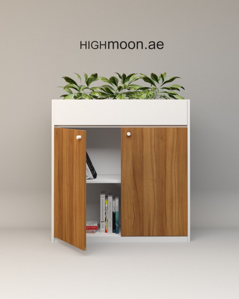Planter Two Door Low Height Cabinet With White Body