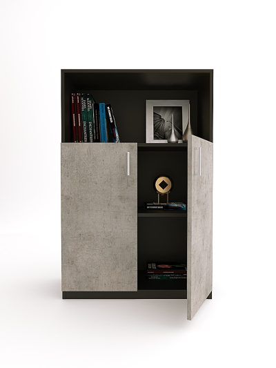 Apple Low Height Cabinet With Open Shelf And Black Body