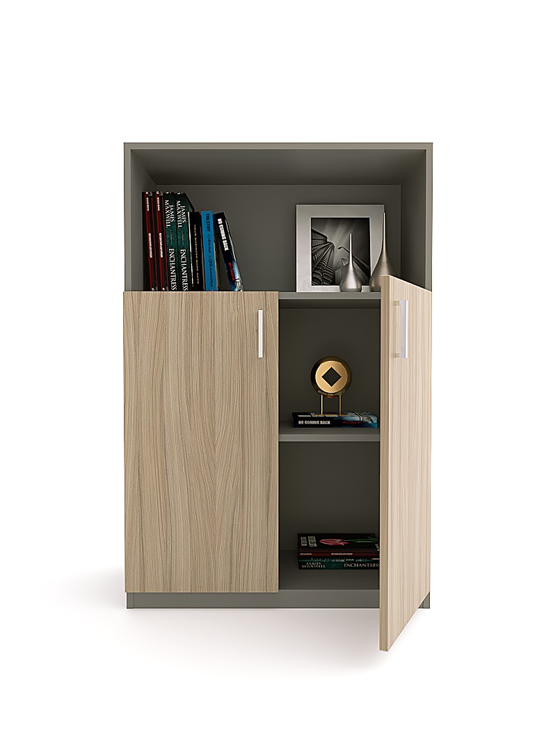 Apple Low Height Cabinet With Open Shelf And Grey Body