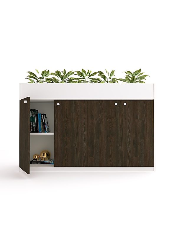 Planter 4 Door Low Height Cabinet With White Body