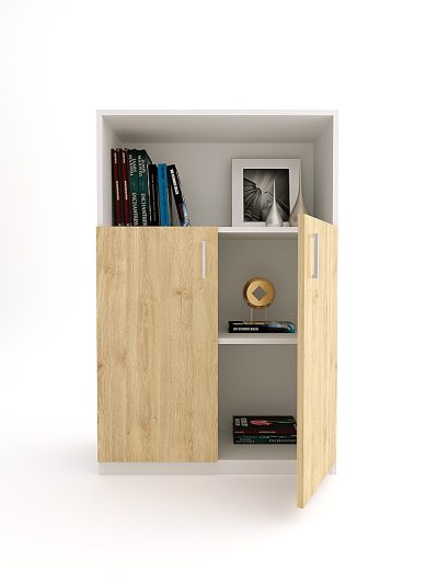 Apple Low Height Cabinet With Open Shelf And White Body