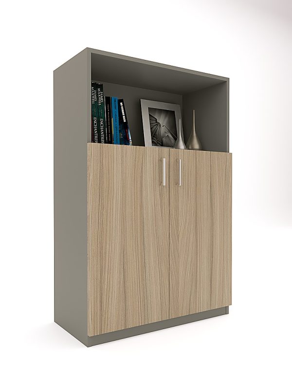 Apple Low Height Cabinet With Open Shelf And Grey Body