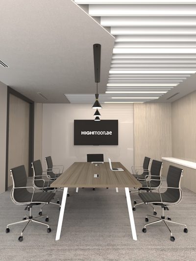 Orange Meeting Table With White Leg