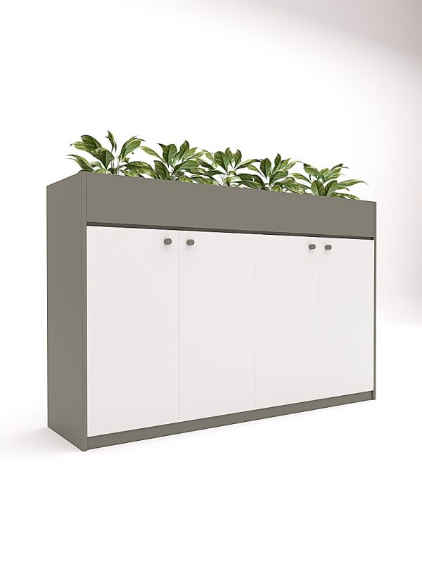 Planter 4 Door Low Height Cabinet With Grey Body