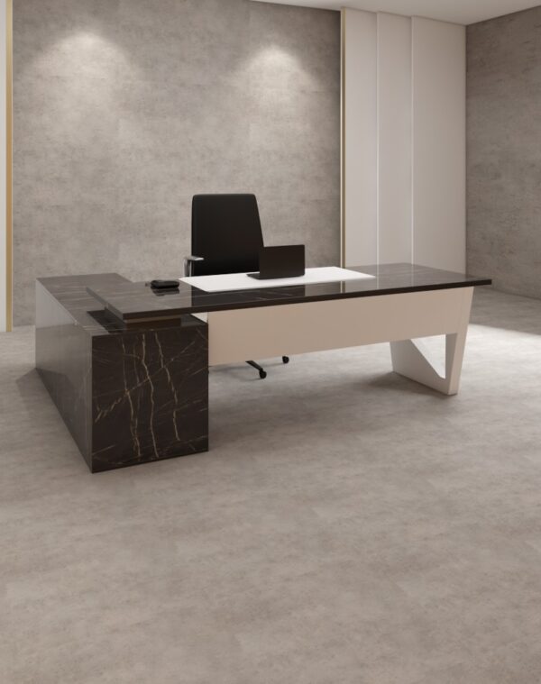 Ogus L Shaped Executive Desk With White Panel