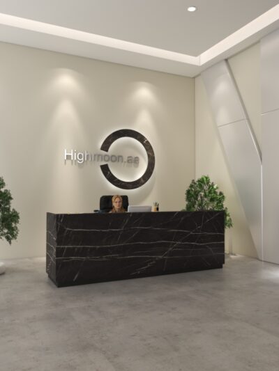 Rok Reception Desk With Black Panel