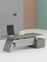 Crystal L Shaped Executive Desk With Grey Leg
