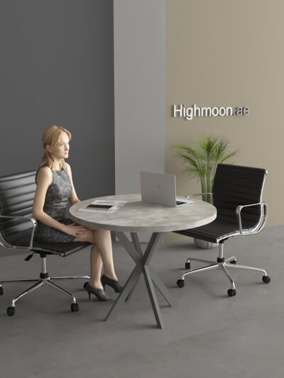 Ello Round Meeting Table With Grey Leg