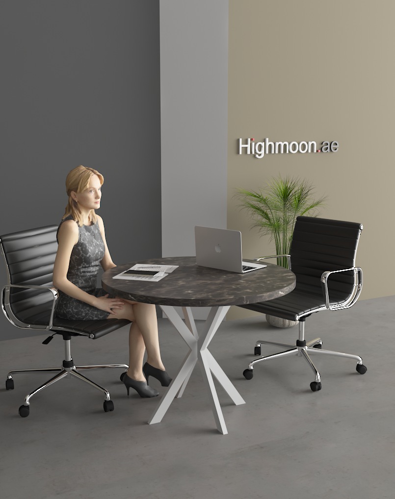 Ello Round Meeting Table With White Leg