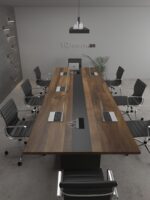 Quad Conference Table With Black Leg (Straight Top)