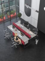 Welled Quad Workstation With Black Leg