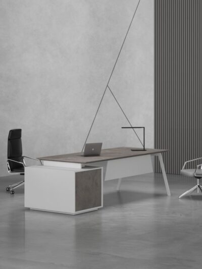 Orange Straight Manager Desk (White Leg)