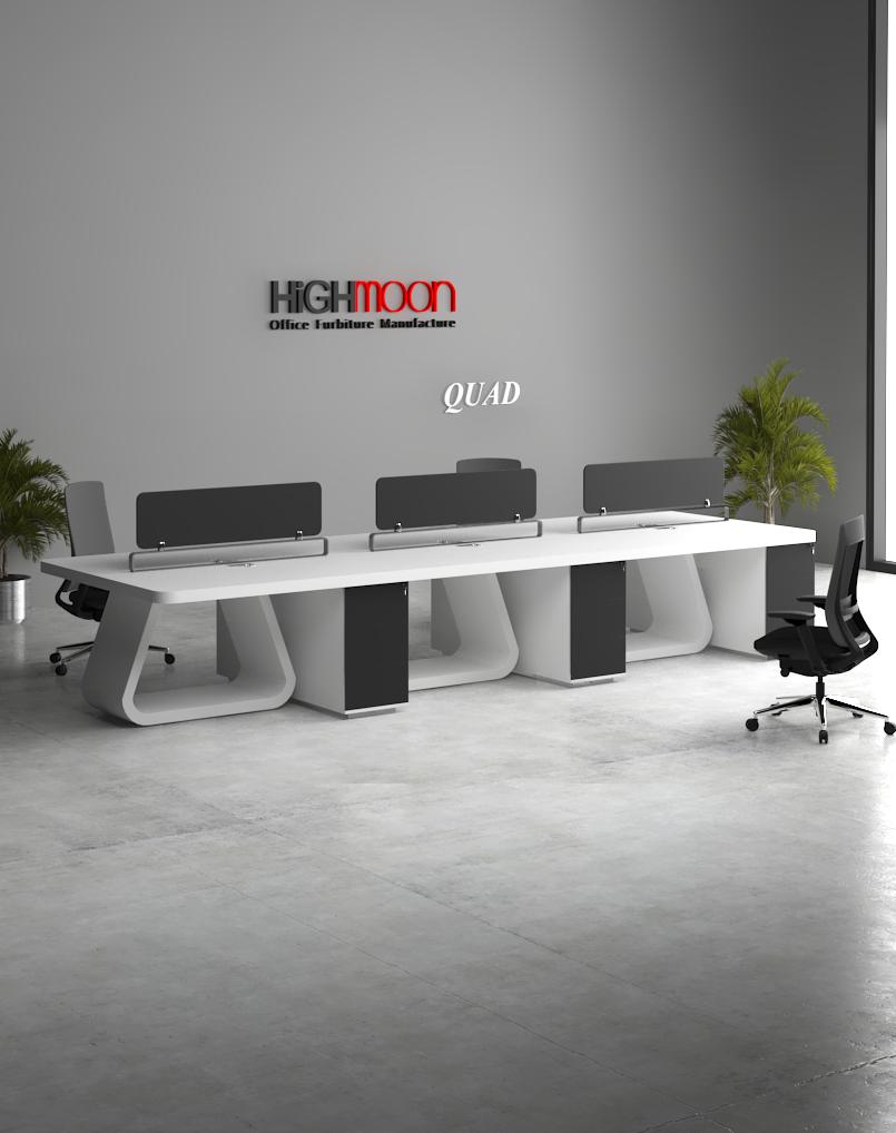 Quad 6 cluster Workstation - Highmoon Office Furniture Quad 6 cluster Workstation