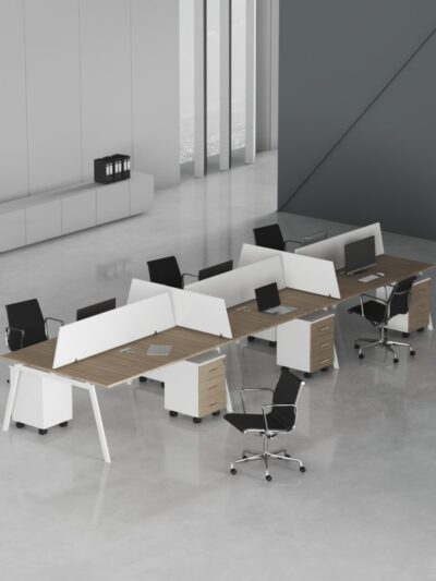 Orange 6 Cluster Workstation (White Leg)