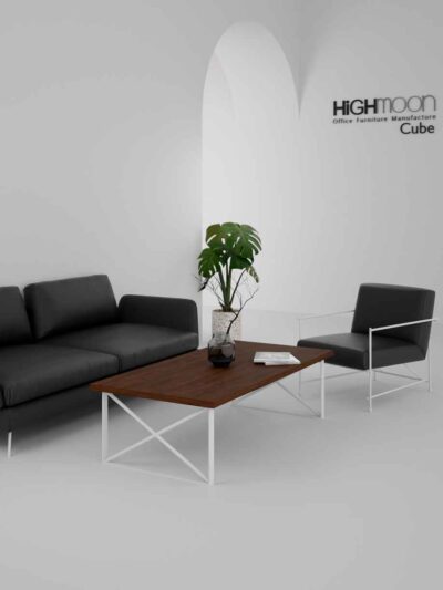 Cube Rectangular Coffee Table (White Leg)