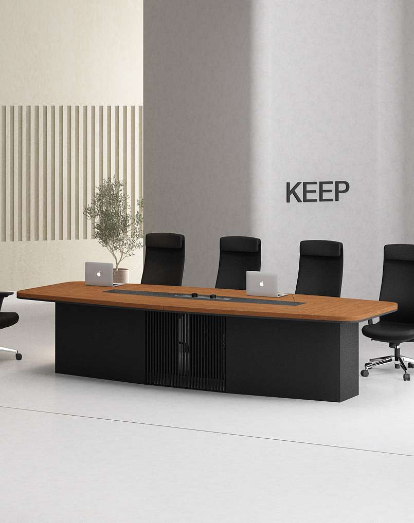 Keep Meeting Table Black Leg Front View Keep Meeting Table Black Leg